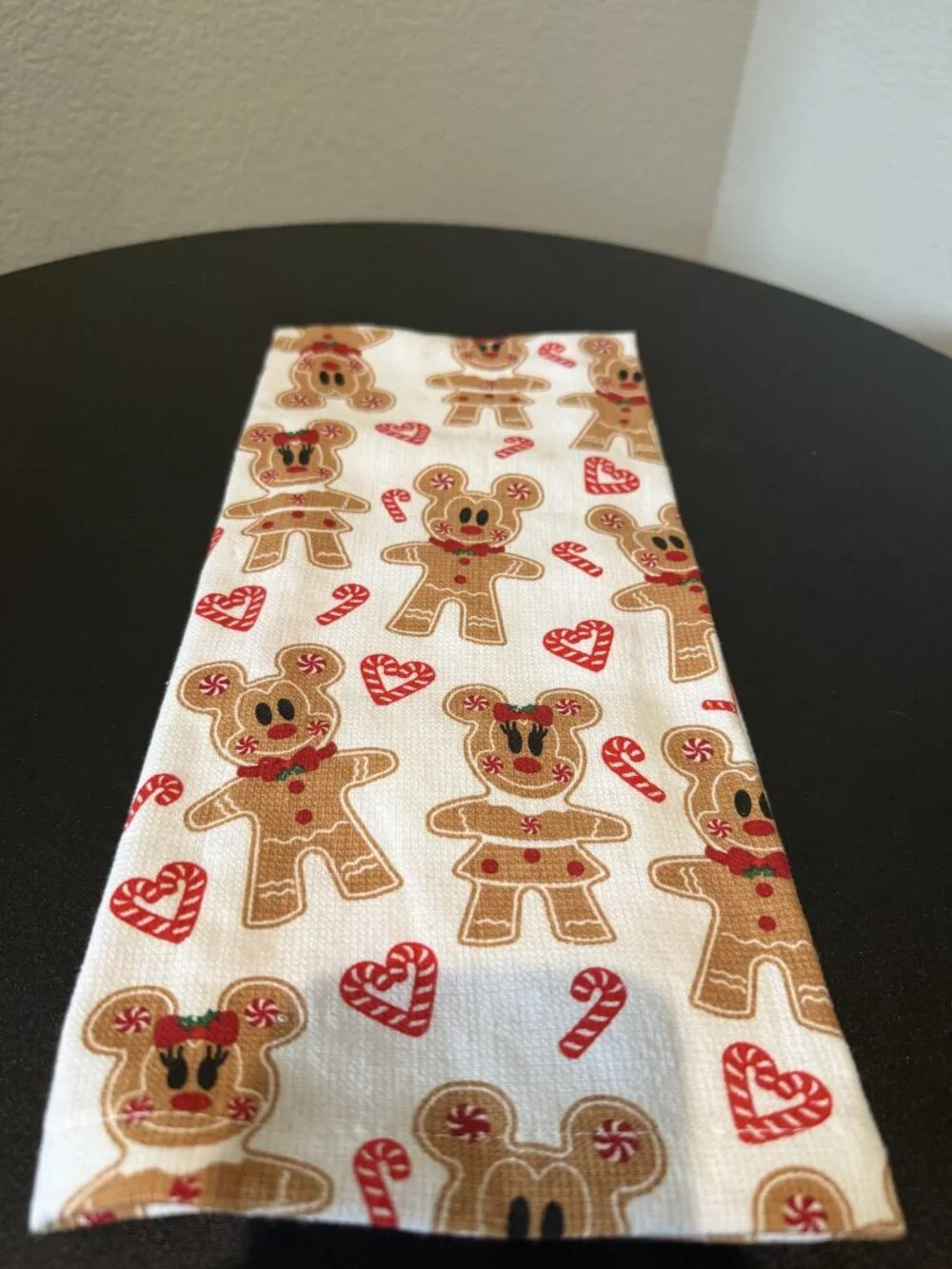 Disney Gingerbread Mickey and Minnie Christmas Kitchen Towel Waffle Weave